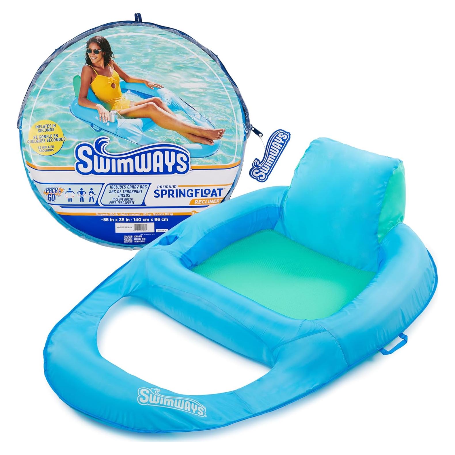 Flotador Inflable SwimWays Premium Recliner Azul 140x97 cm