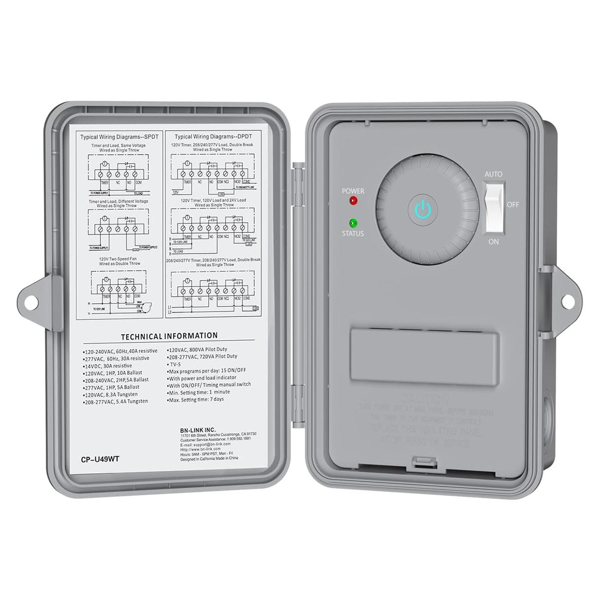 Temporizador WiFi BN-LINK para Bomba de Piscina 40A 240VAC