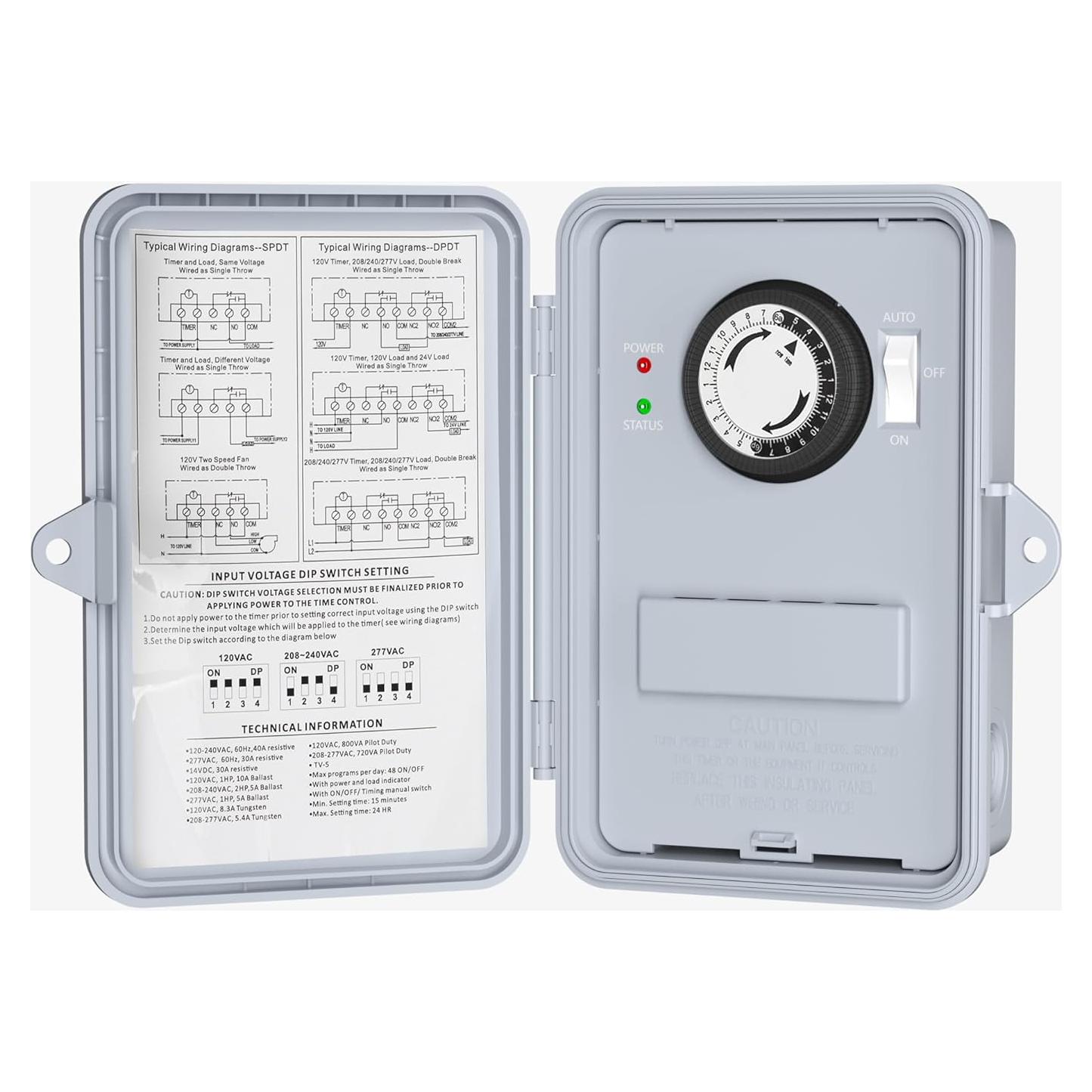 Temporizador Mecánico BN-LINK 40A para Bomba de Piscina 120-277VAC