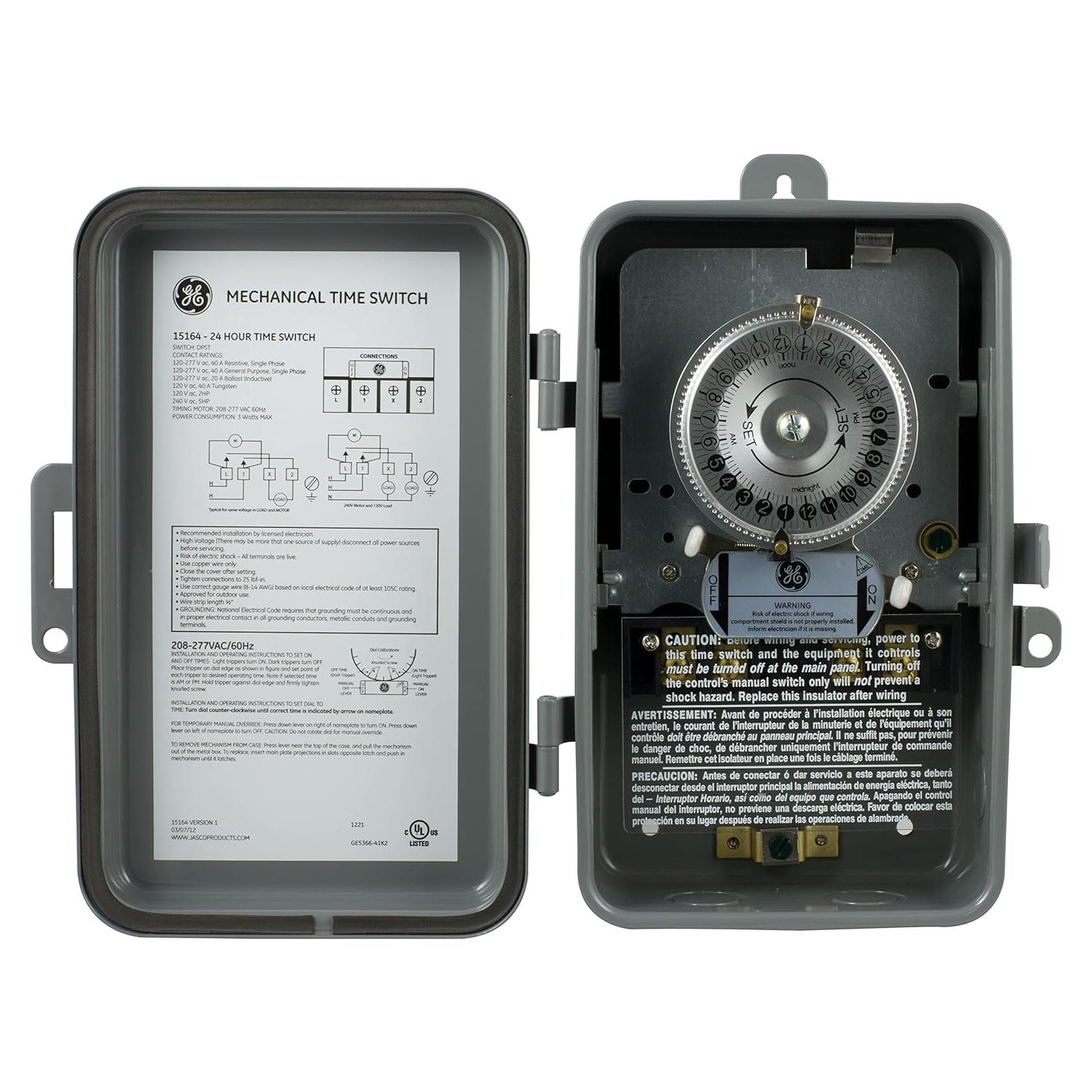 Temporizador mecánico GE 24 horas 5HP 40A NEMA 3 para exteriores