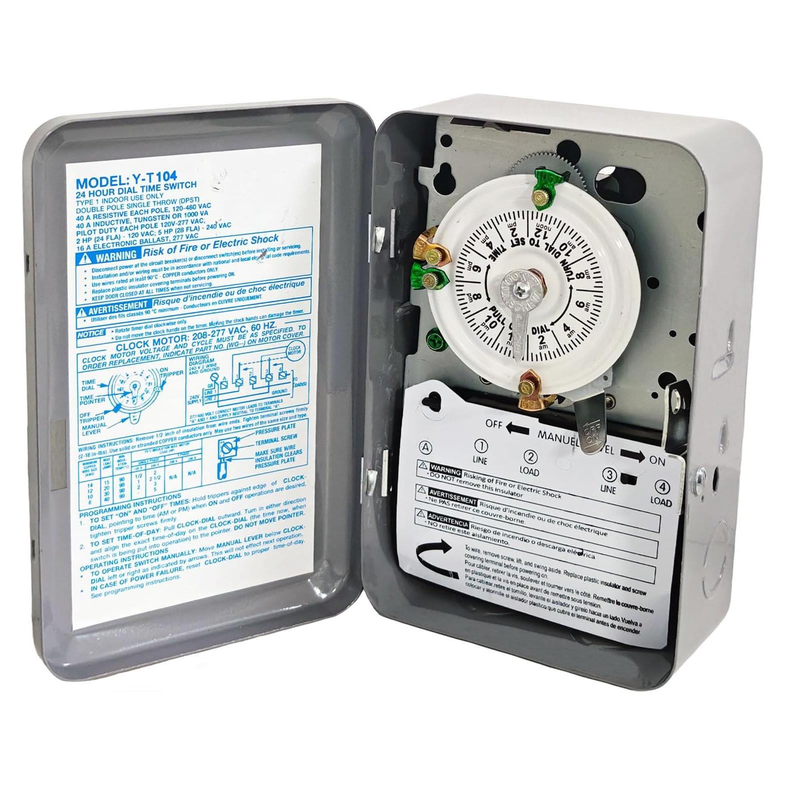 Temporizador Mecánico T104 Enruieer 24 Horas 40A 208-277V