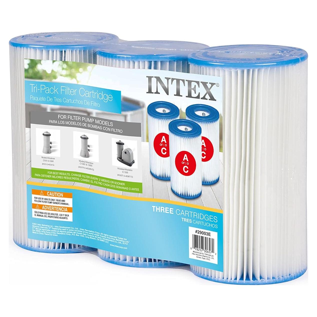 Cartucho de Filtro INTEX Tipo A - Paquete de Tres - Papel Dacron