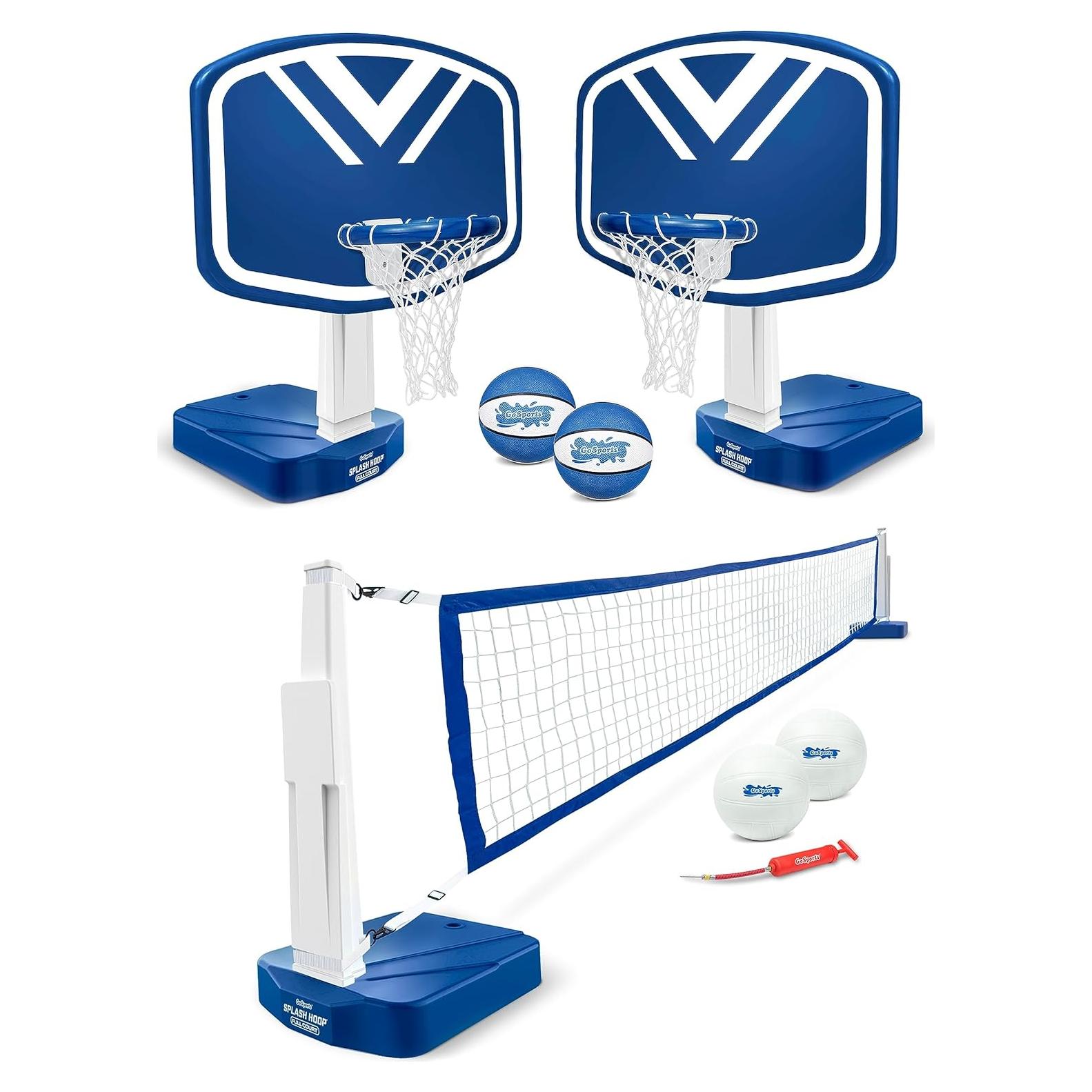 GoSports Juegos de Piscina 2-en-1 Baloncesto y Voleibol