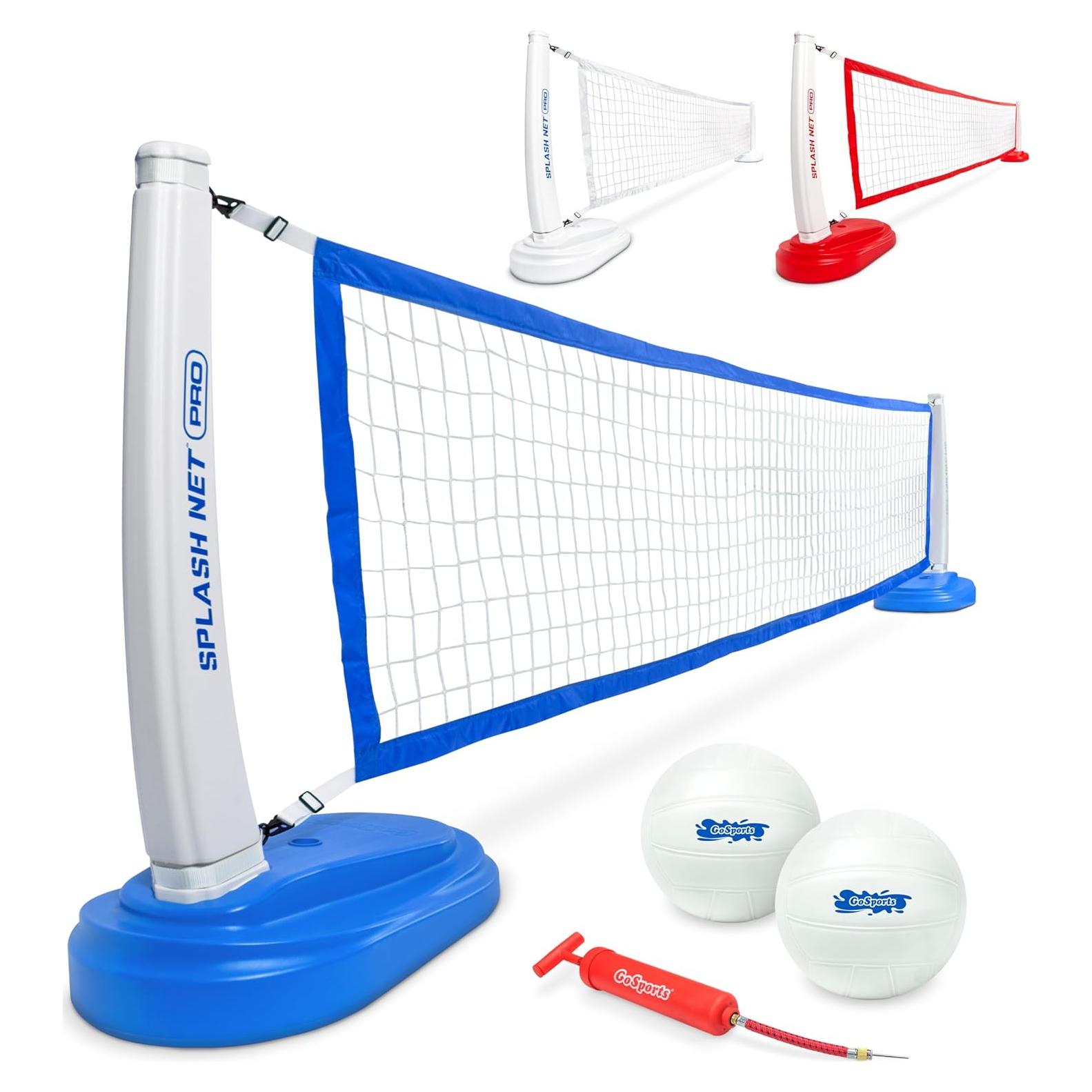 Red de Voleibol de Piscina GoSports Splash Net PRO Azul - Incluye 2 Pelotas y Bomba