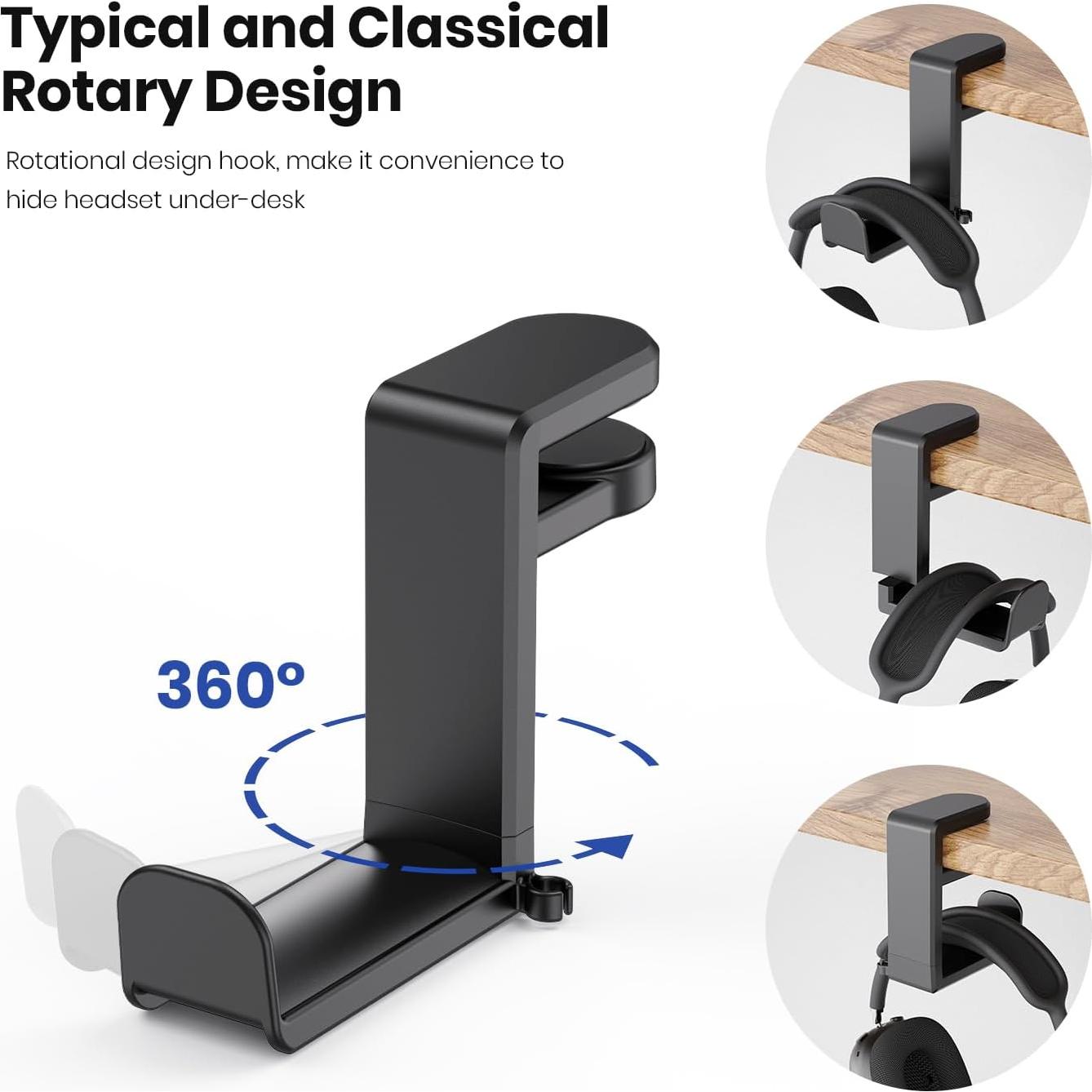 Soporte para Auriculares EURPMASK Ajustable Negro 360°