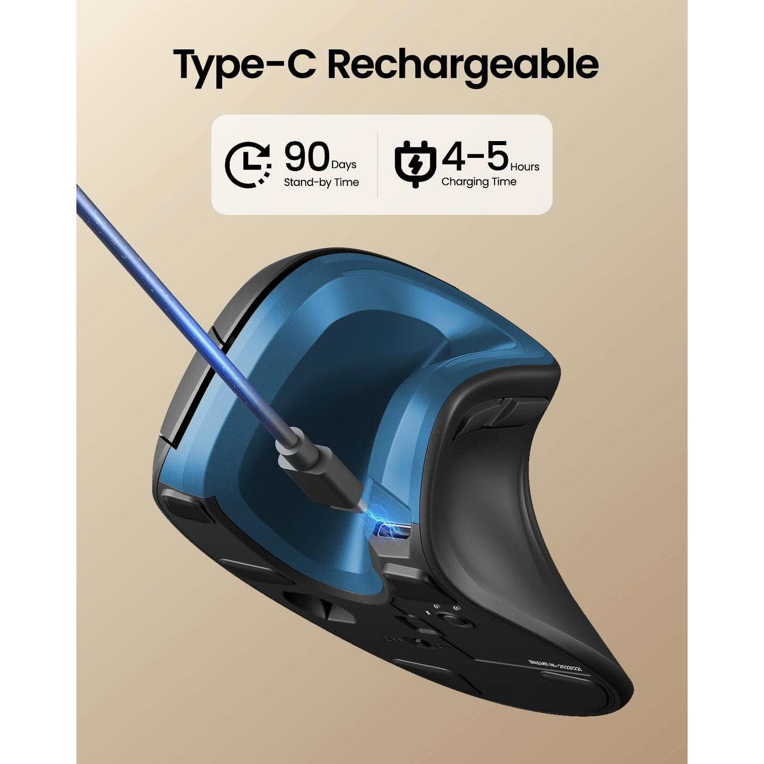 Ratón Vertical Ergonómico ProtoArc EM11 NL Inalámbrico Azul