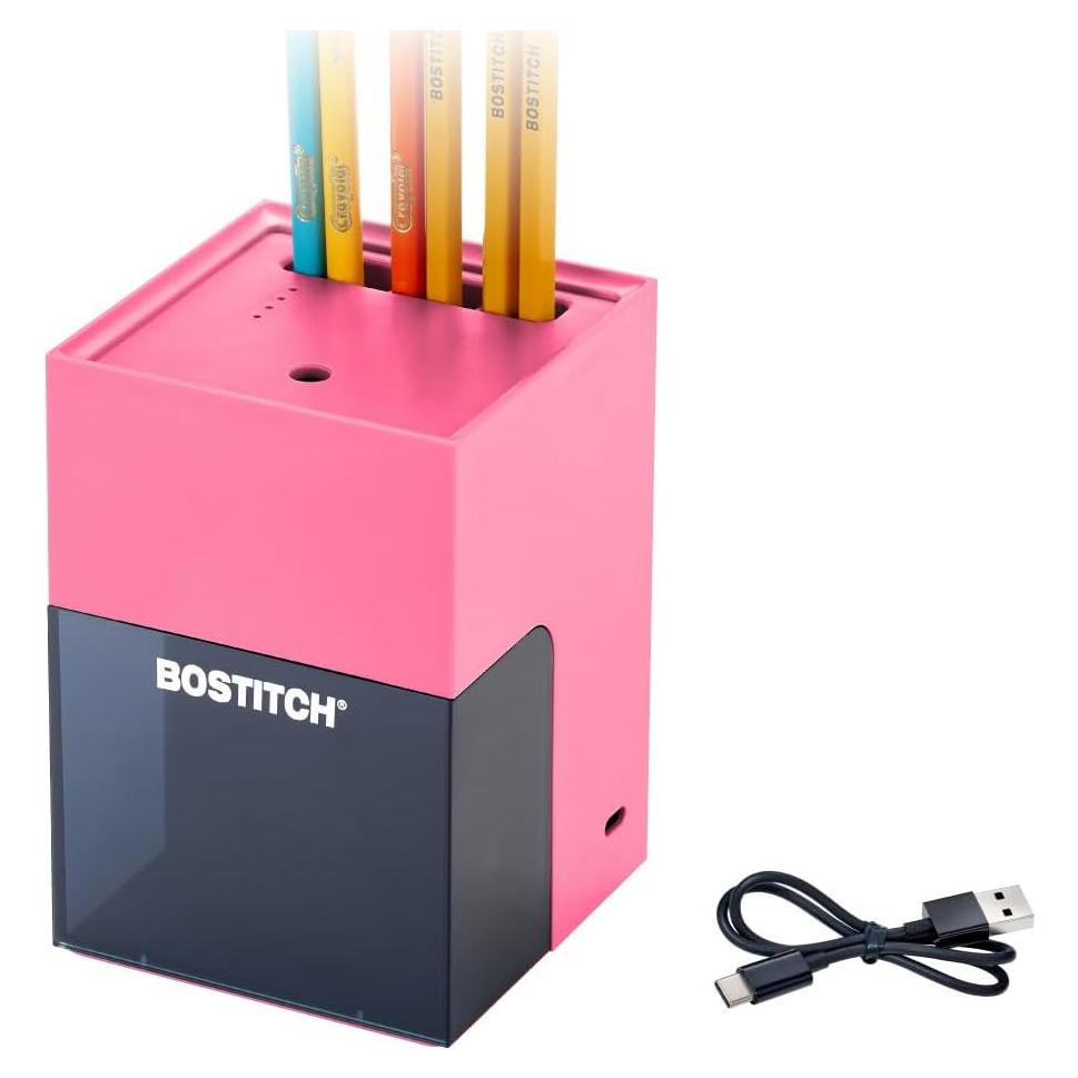 Sacapuntas Eléctrico Bostitch Konnect Rosa Recargable USB-C