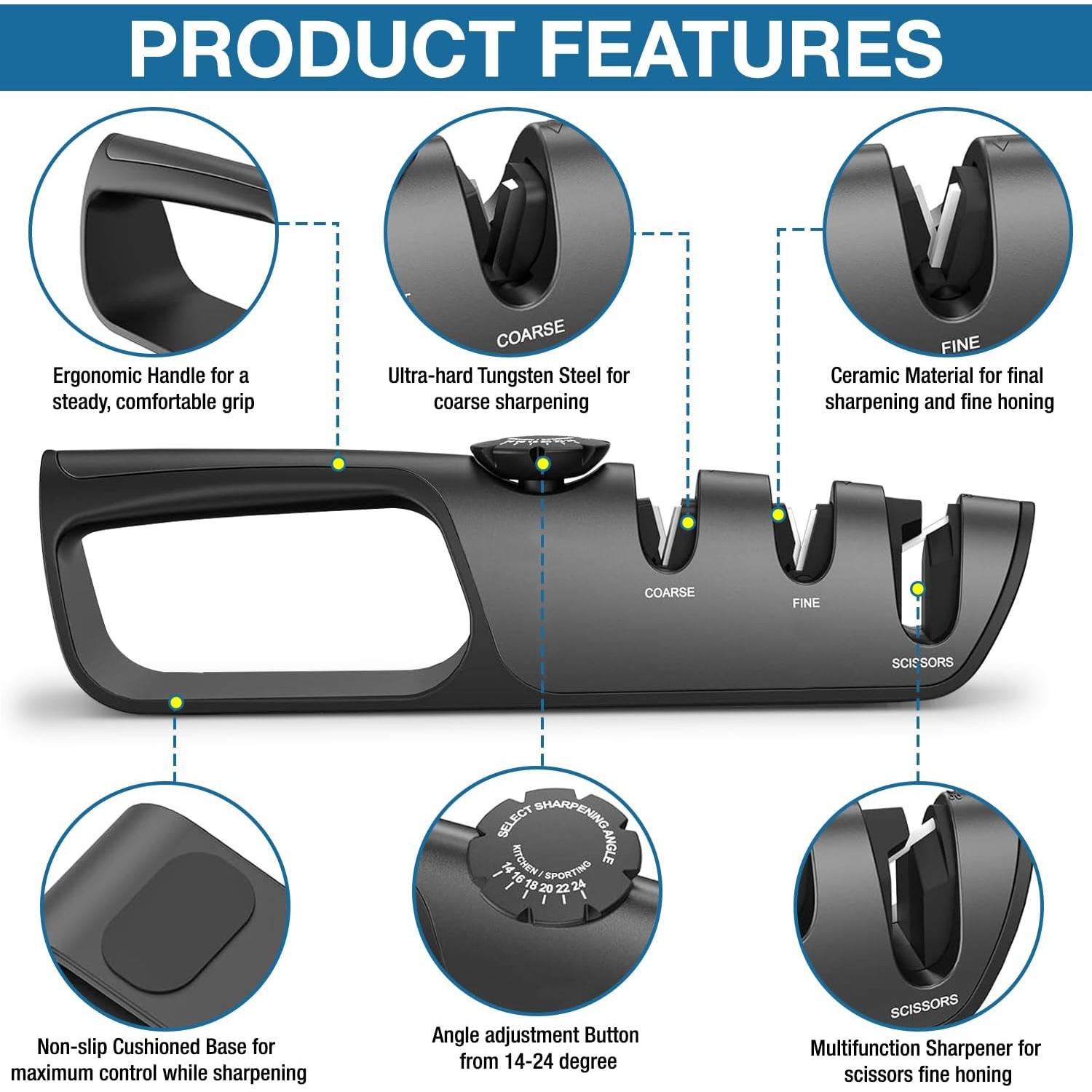 Afilador de cuchillos manual Genérico 3 etapas ajustable