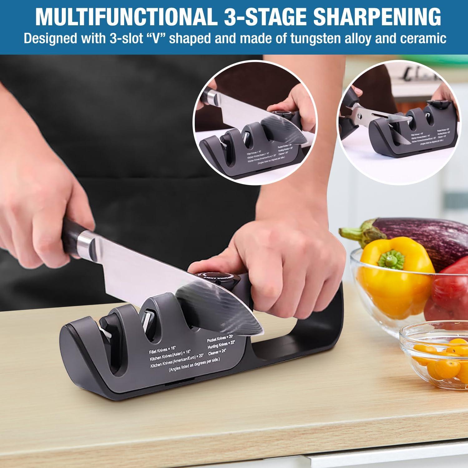 Afilador de cuchillos manual Genérico 3 etapas ajustable