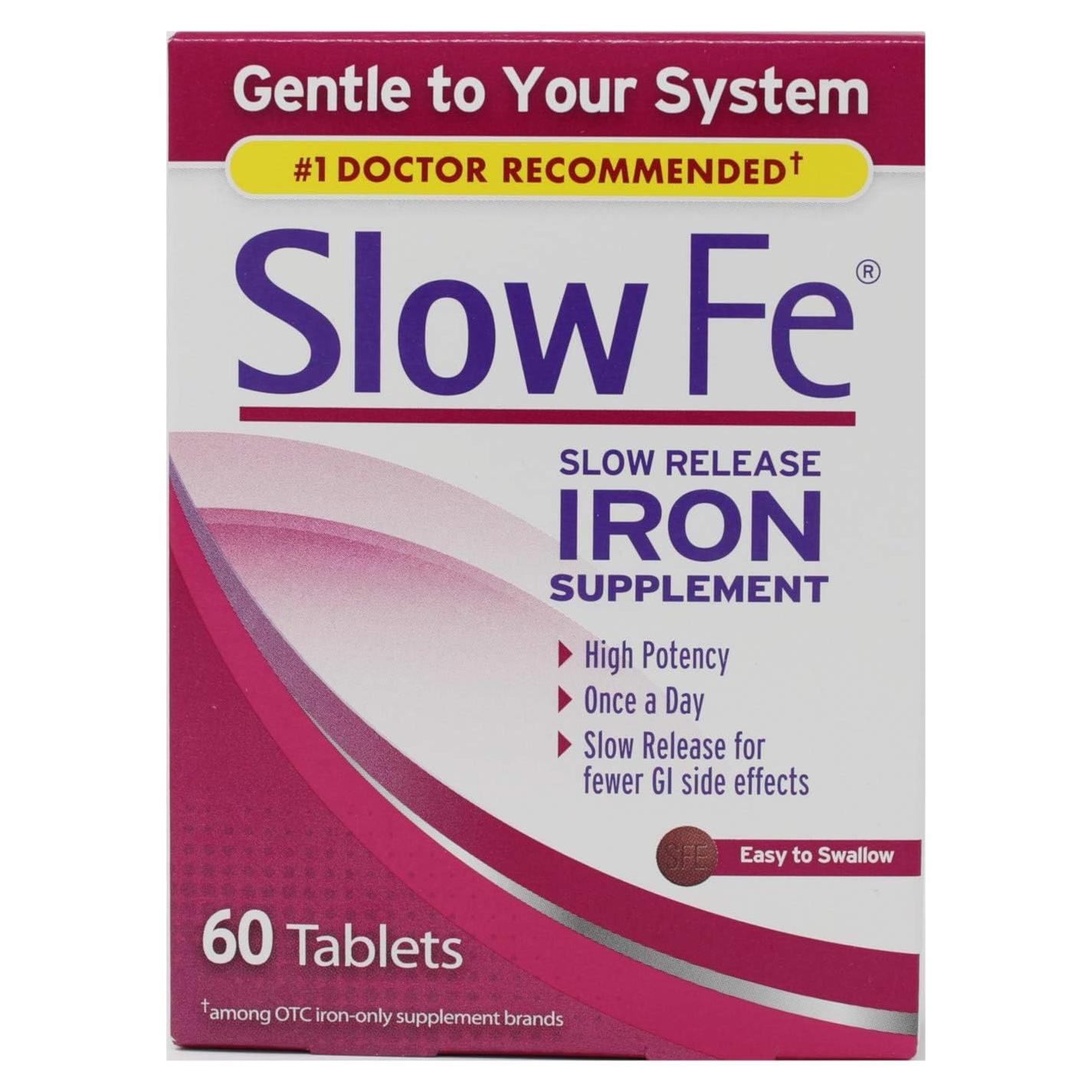 Slow Fe Hierro 45 mg Liberación Lenta 60 Tabletas
