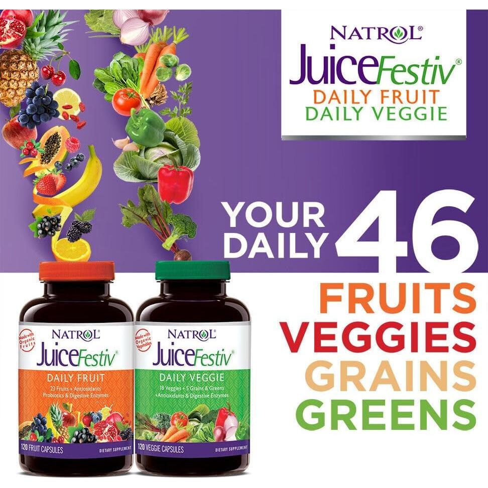 Cápsulas Natrol JuiceFestiv 240 unidades - 46 Frutas y Verduras