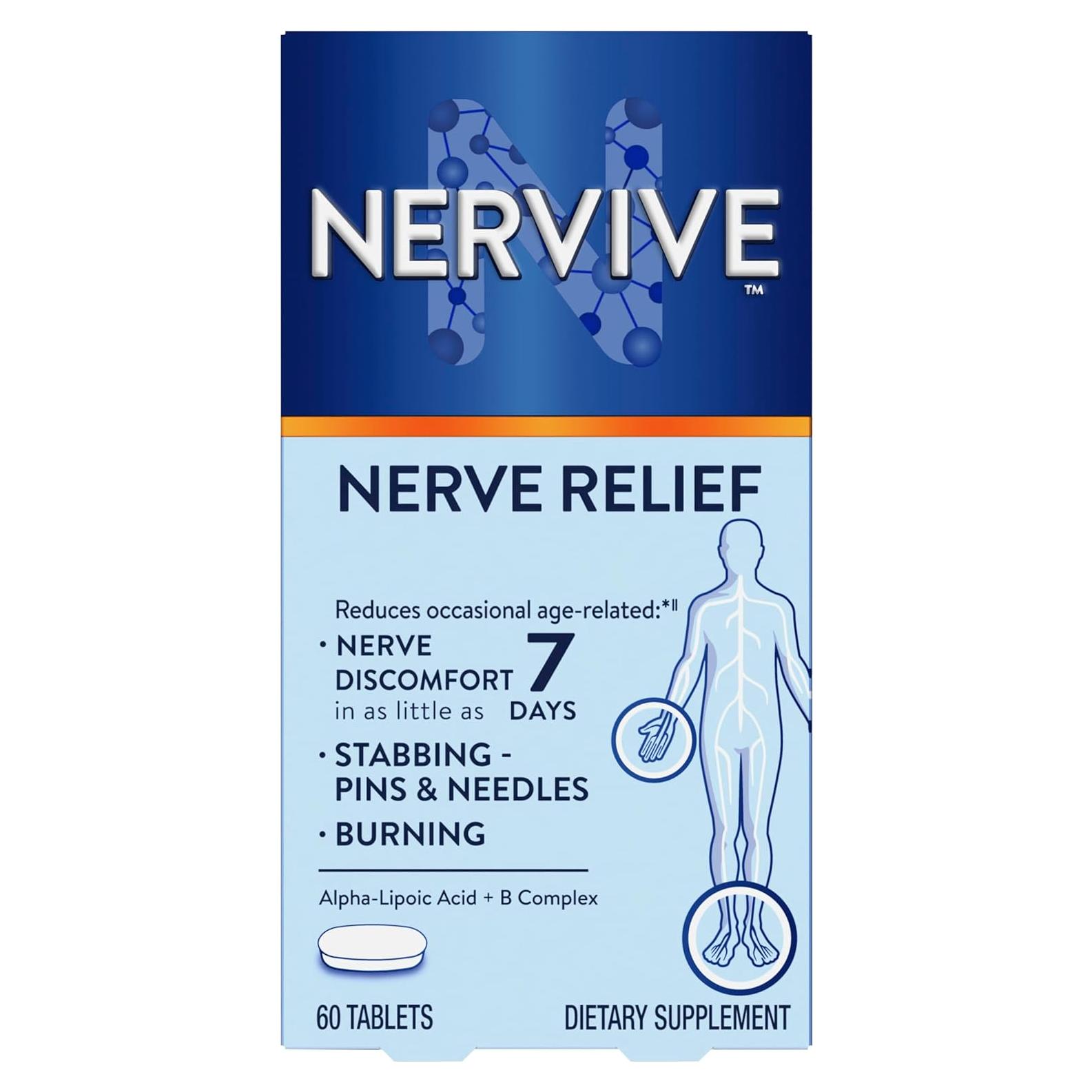 Nervive Alivio Nervioso 60 Tabletas - Ácido Alfa Lipoico y Vitaminas B