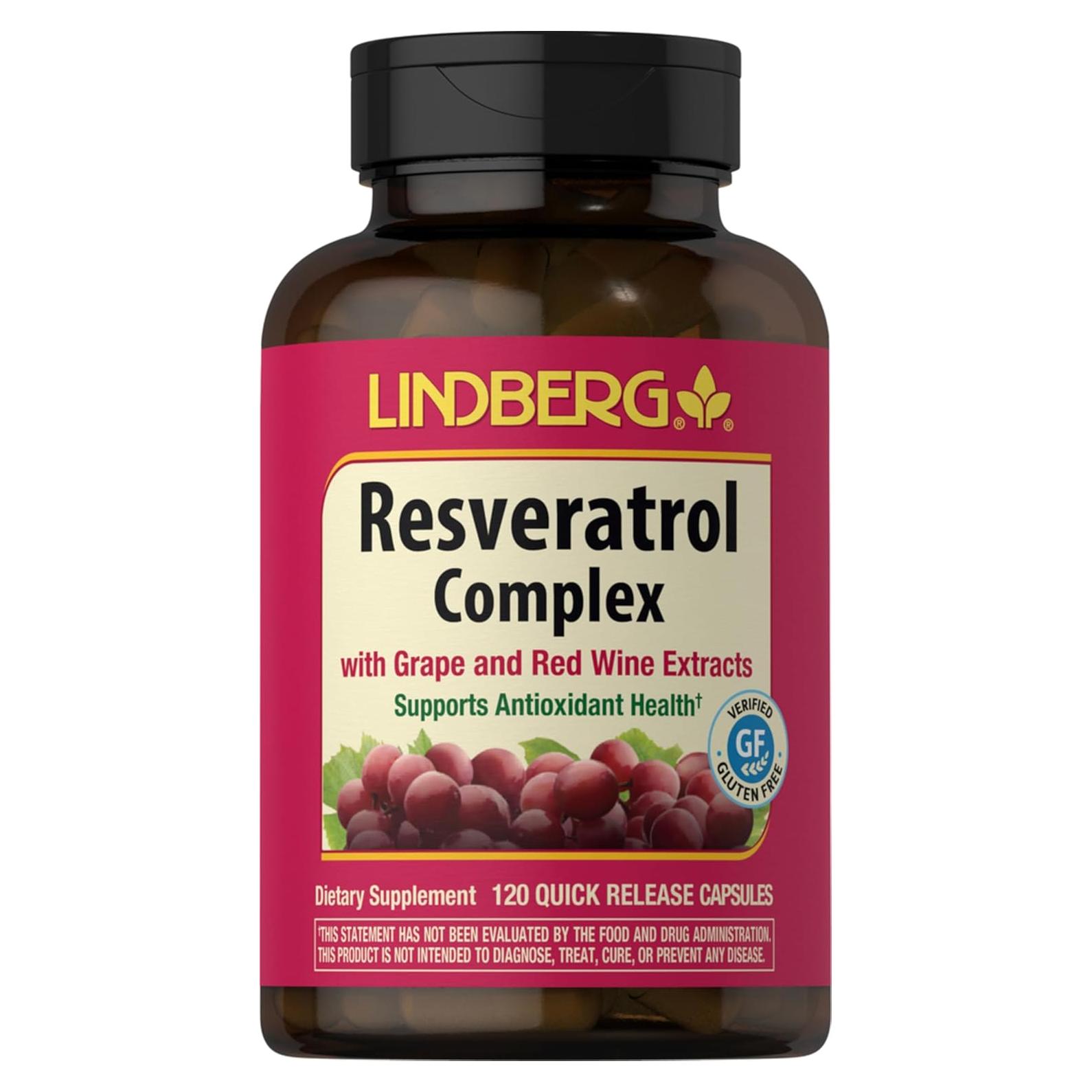 Suplemento de Resveratrol Lindberg 120 Cápsulas 100 mg