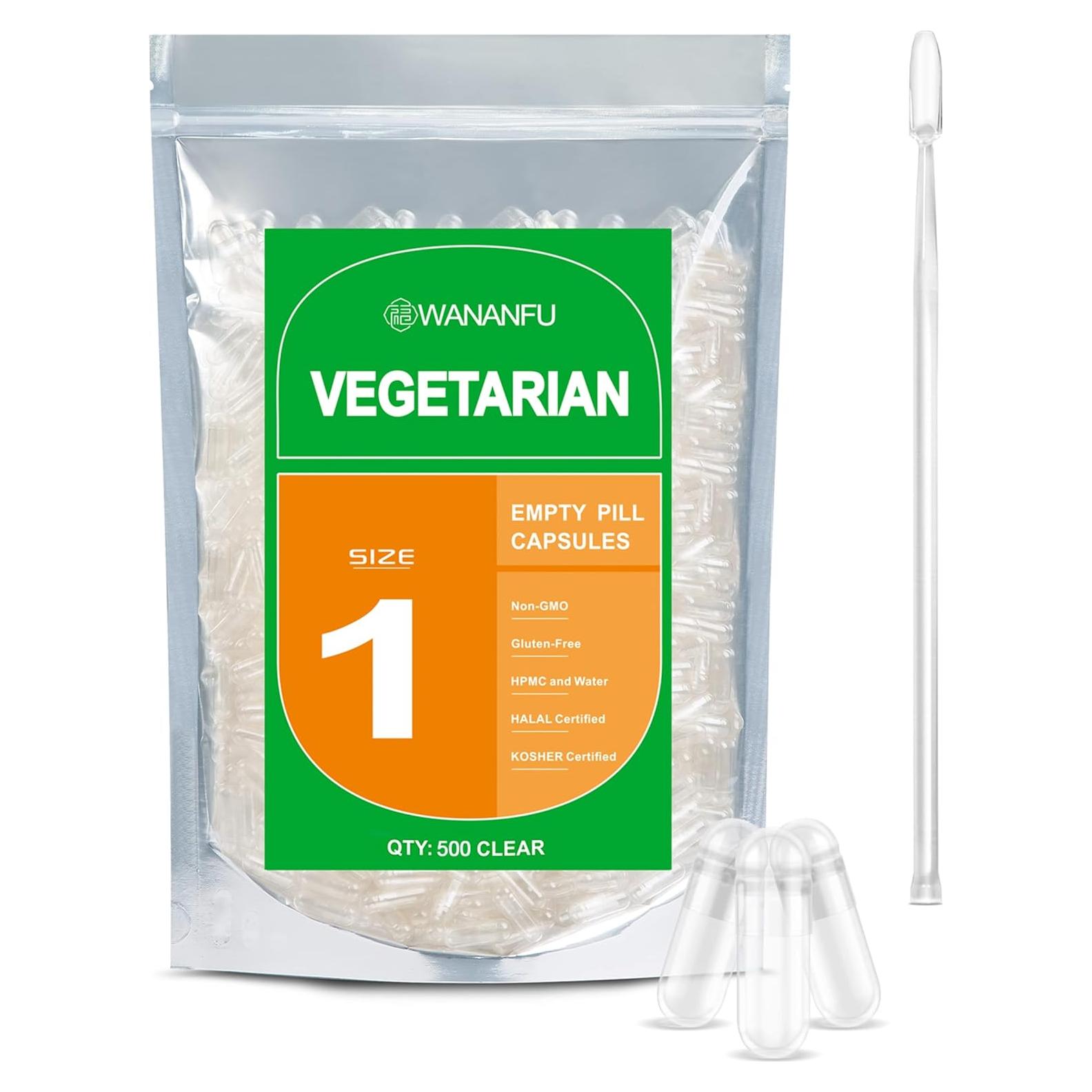 Cápsulas Vacías Vegetarianas Tamaño 1 Wananfu 500 Unidades