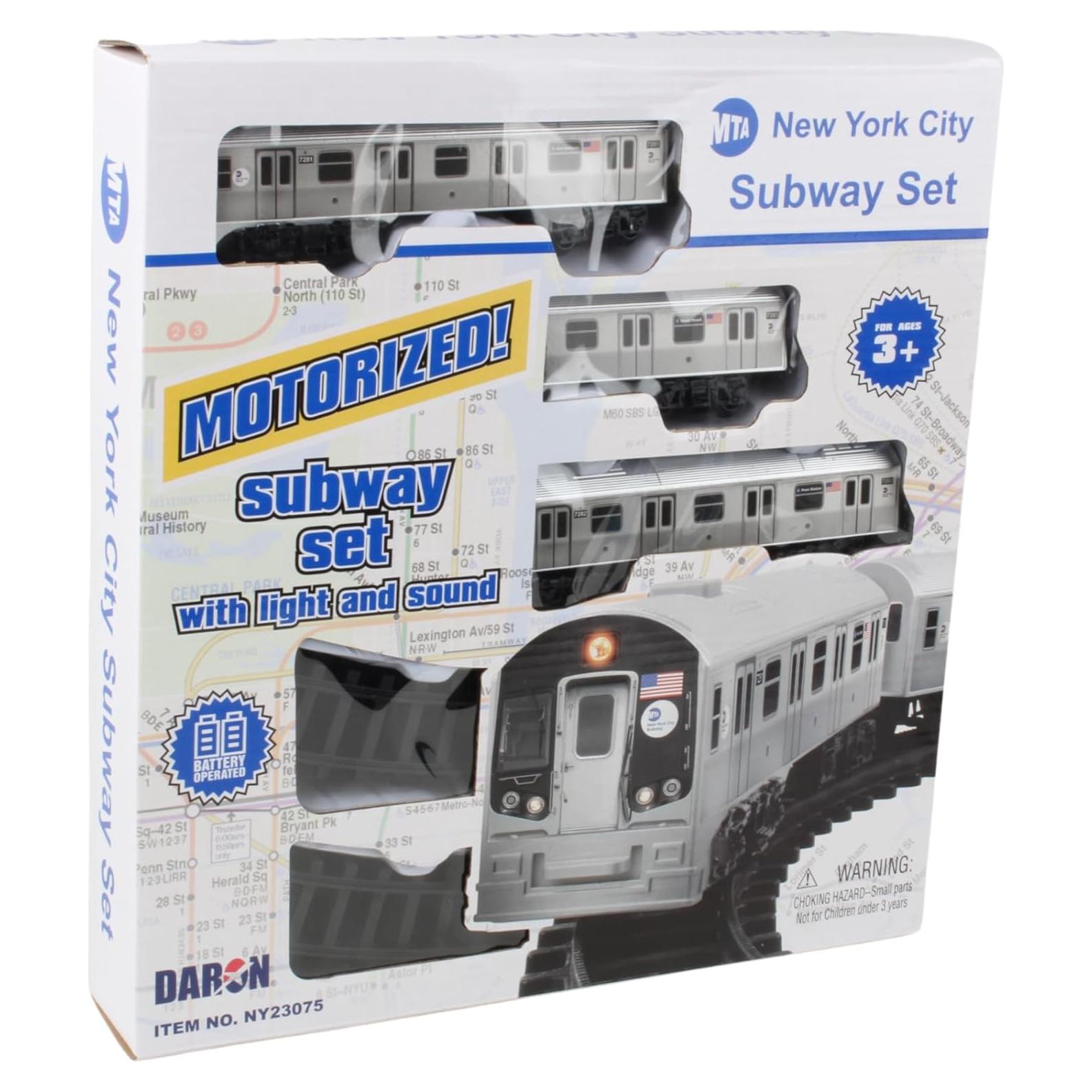 Conjunto de tren a pilas MTA Nueva York 3 piezas con vía 99x63.5cm