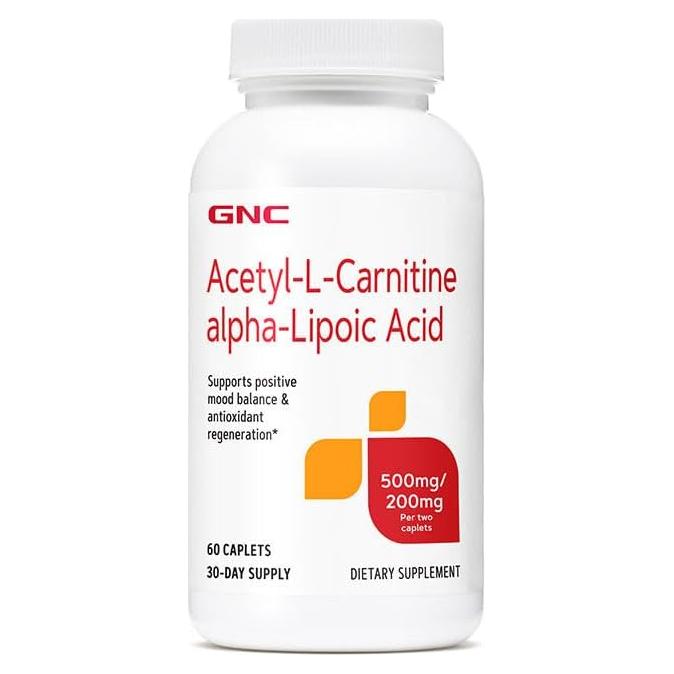 Suplemento GNC Acetil-L-Carnitina 500mg y Ácido Alfa-Lipoico 60 Tab