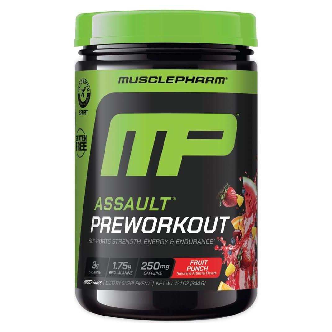 MusclePharm Assault Polvo Pre Entrenamiento 30 Porciones Sabor Ponche de Frutas