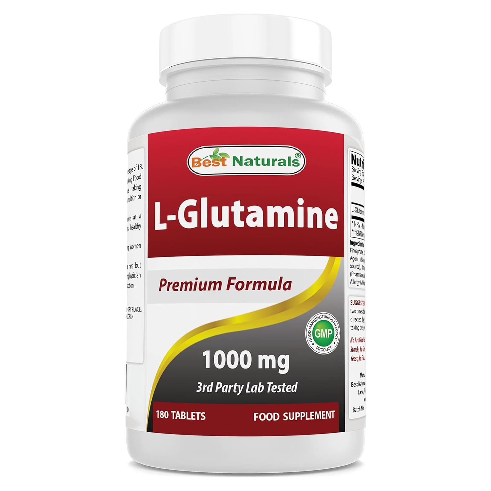 L-Glutamina 1000mg Mejores Naturales 180 Tabletas No-OGM