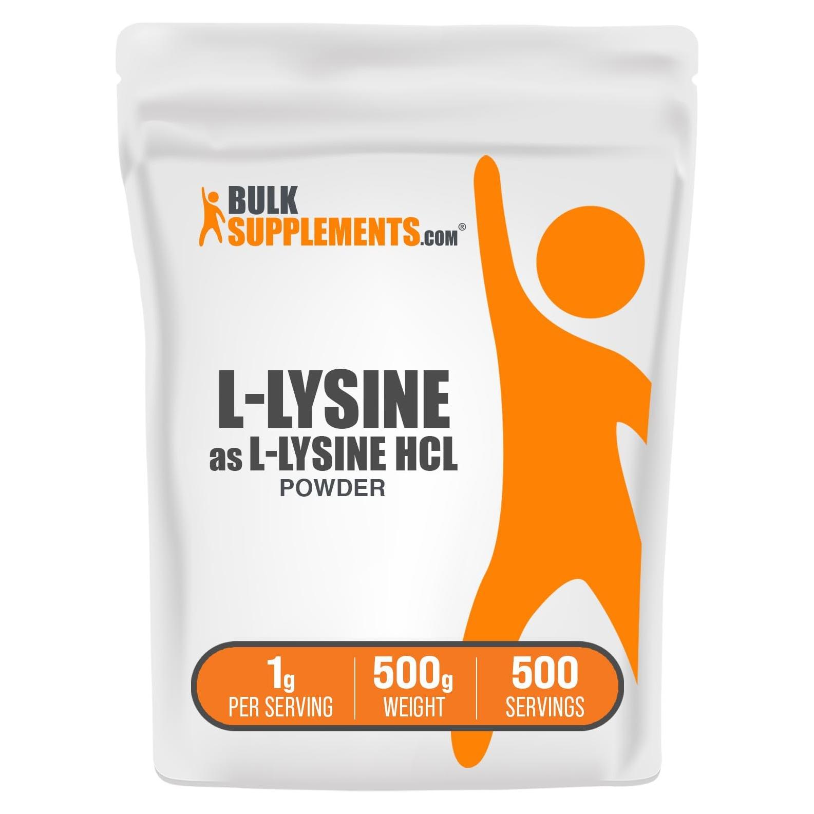 Polvo de L-Lisina BulkSupplements 500g - Suplemento Aminoácido