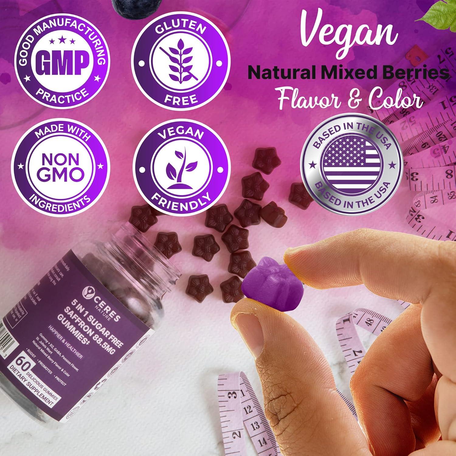 Gomas de Azafrán Premium 88.5mg Ceres Nature - Control de Apetito, Salud Ocular y Energía - 60 Unidades