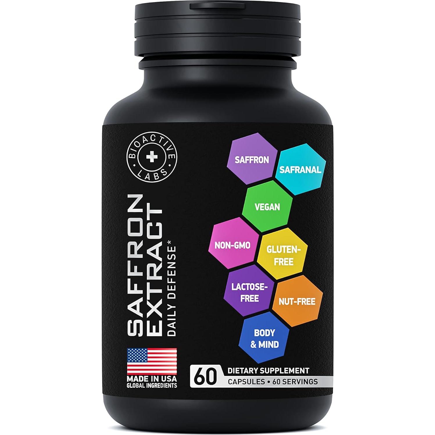 Suplemento de Azafrán Bioactive Labs - 60 Cápsulas Veganas