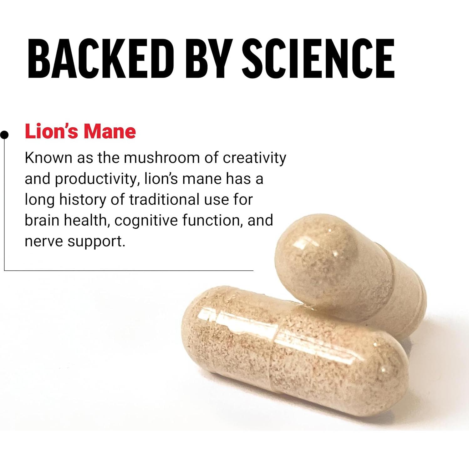 Cápsulas de Melena de León Force Factor 60 Veganas 100% Frutal