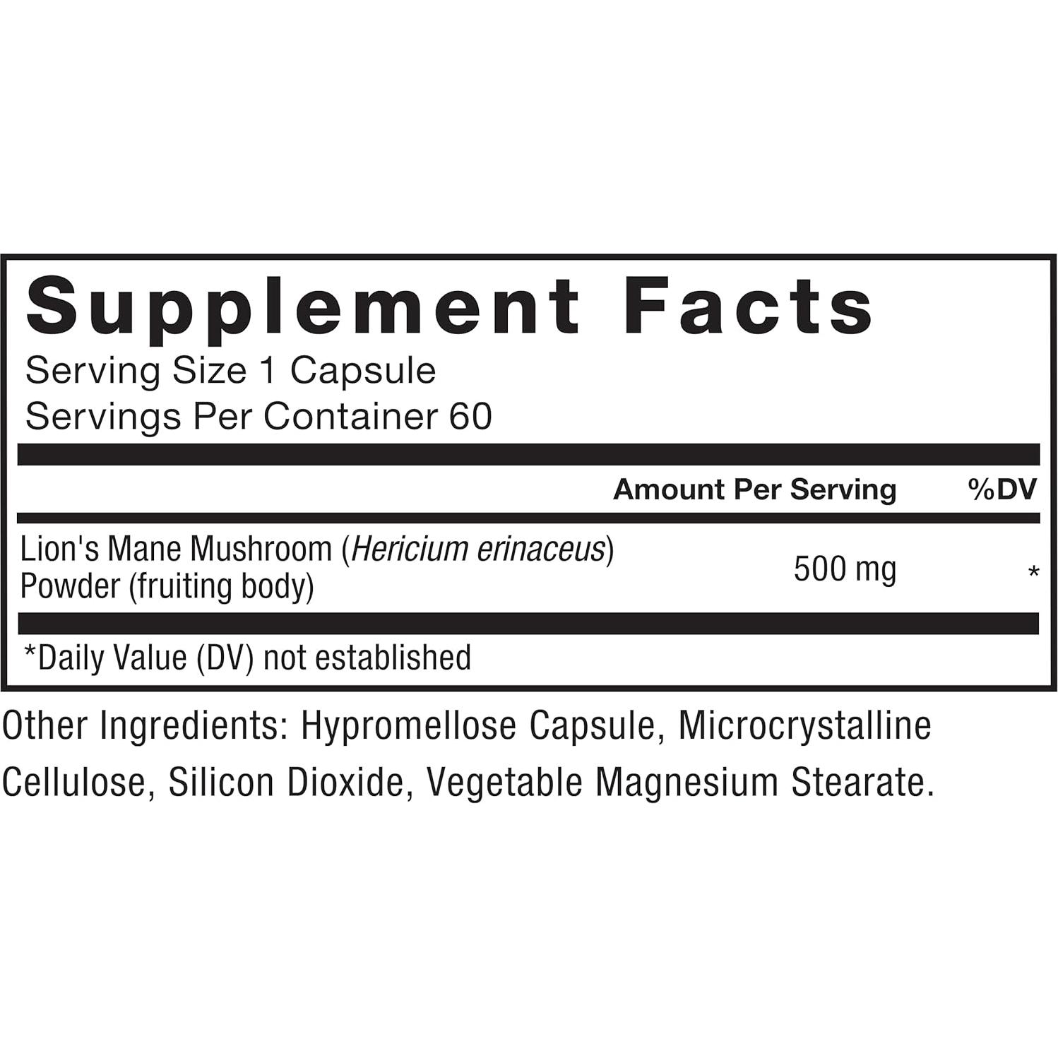 Cápsulas de Melena de León Force Factor 60 Veganas 100% Frutal