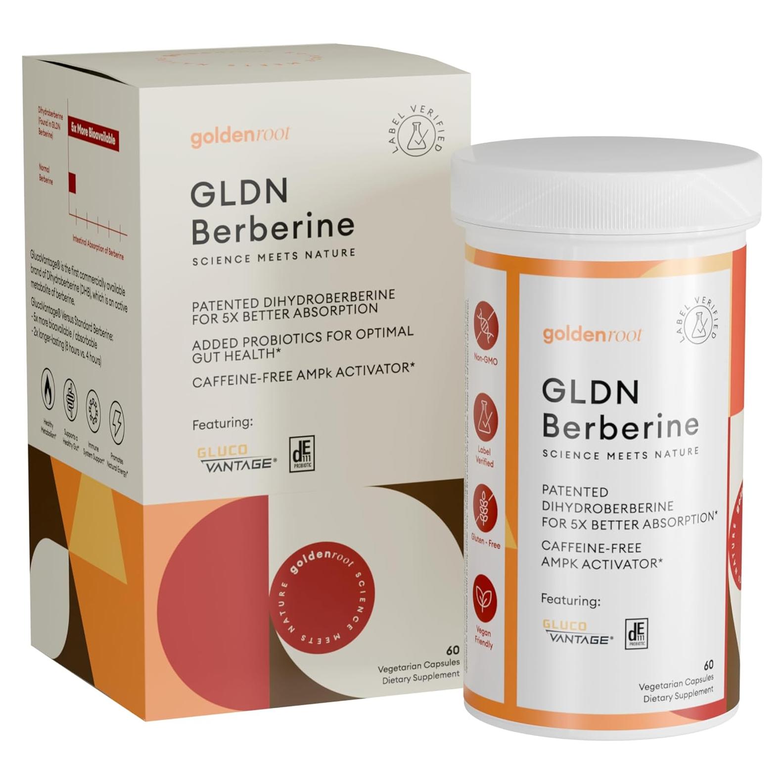 Suplemento Digestivo GLDN Berberina 200mg - 60 Cápsulas Veganas