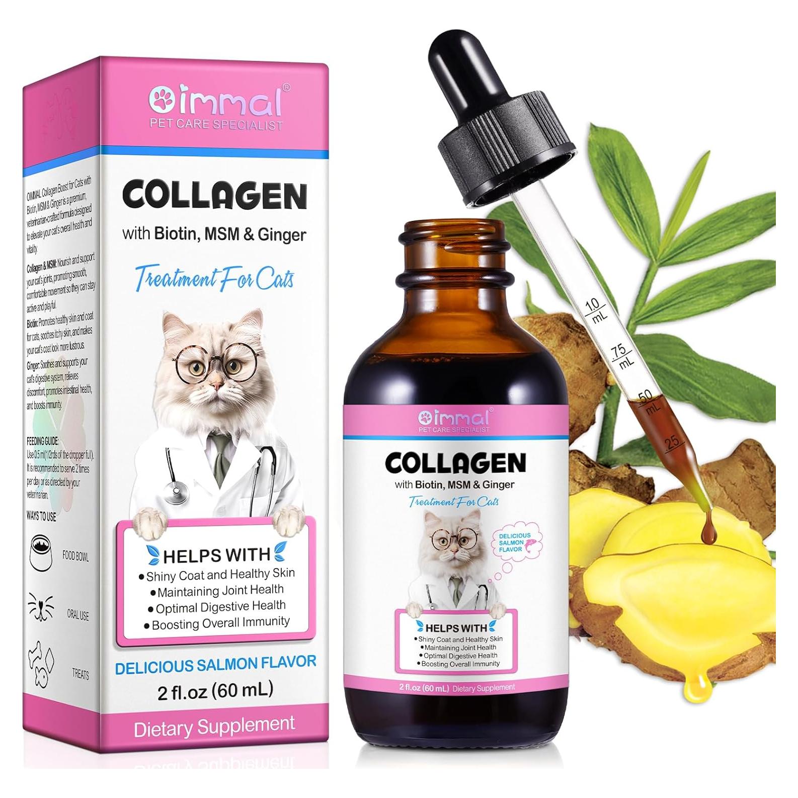 Colágeno Líquido para Gatos Jinqi 60ml con Biotina y Jengibre