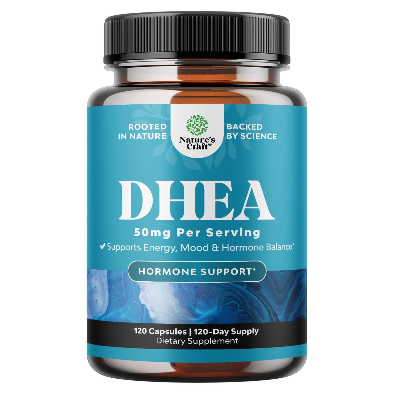 Suplemento DHEA 50mg Natures Craft - 120 Cápsulas para Equilibrio Hormonal