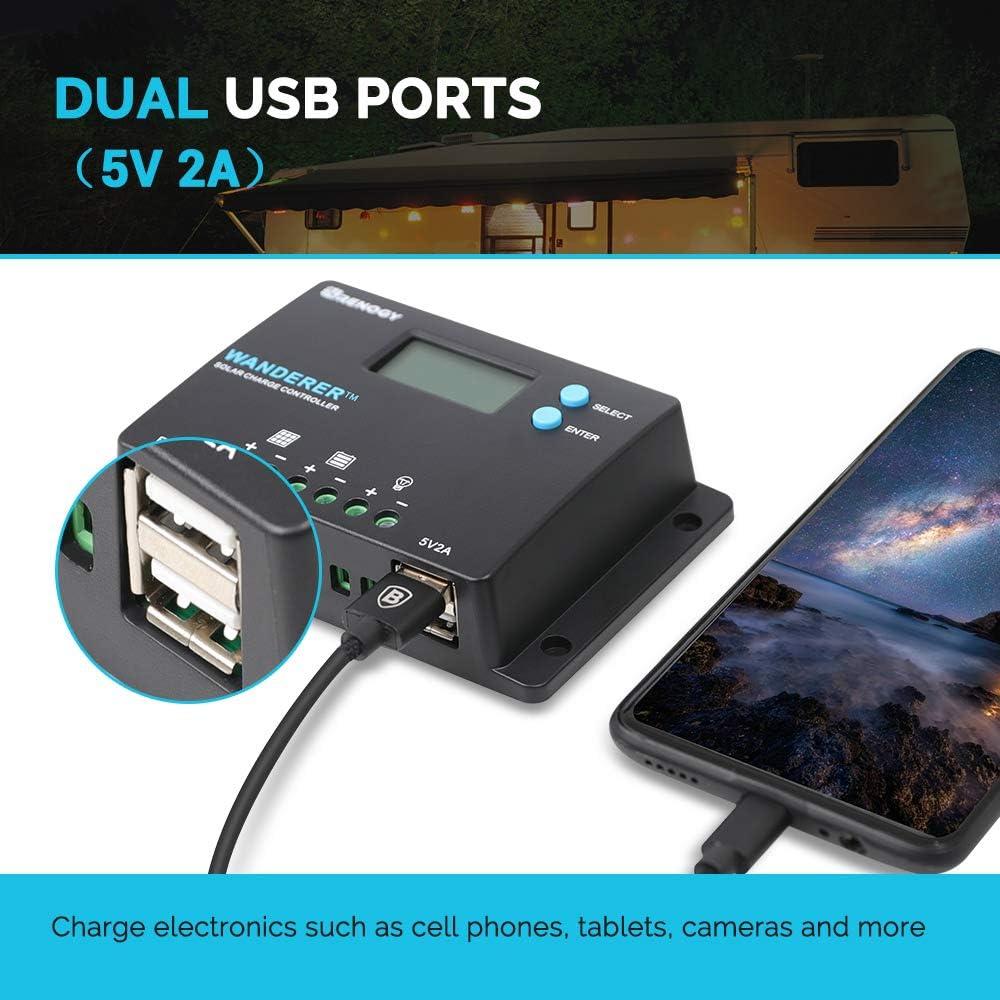 Controlador de Carga Solar Renogy Wanderer 10A LCD 12V/24V