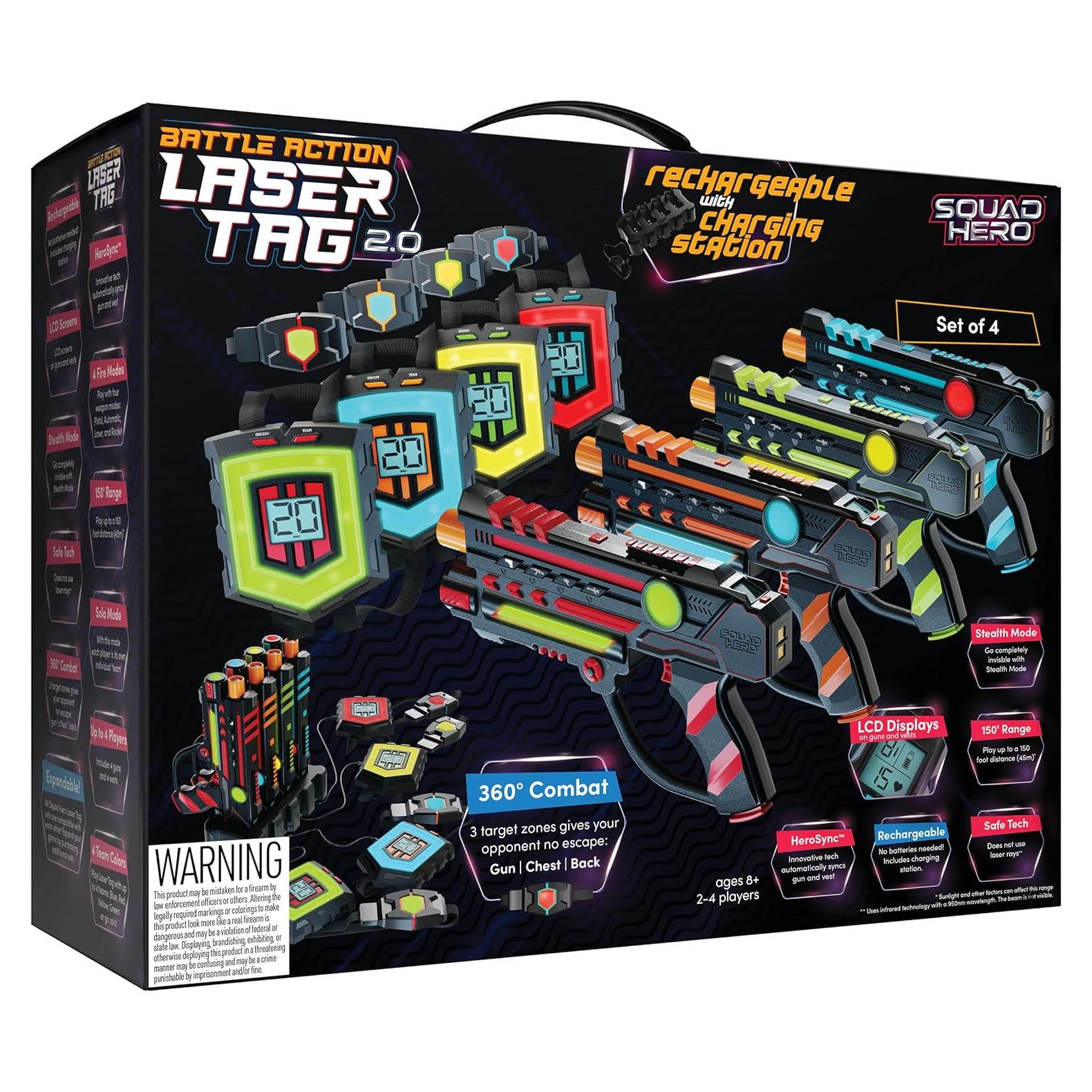Set de Laser Tag Squad Hero Recargable 4 Jugadores 360°