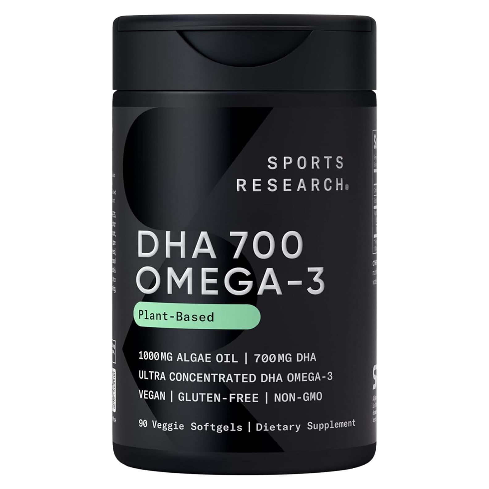 Suplemento Prenatal DHA Vegano Sports Research 700mg 90 Cápsulas