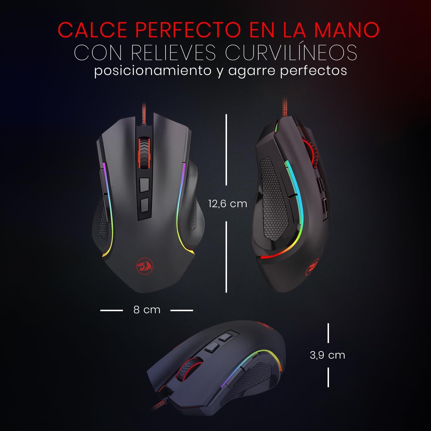 Ratón Gaming Redragon M602 RGB Ergonómico 7200 DPI Negro