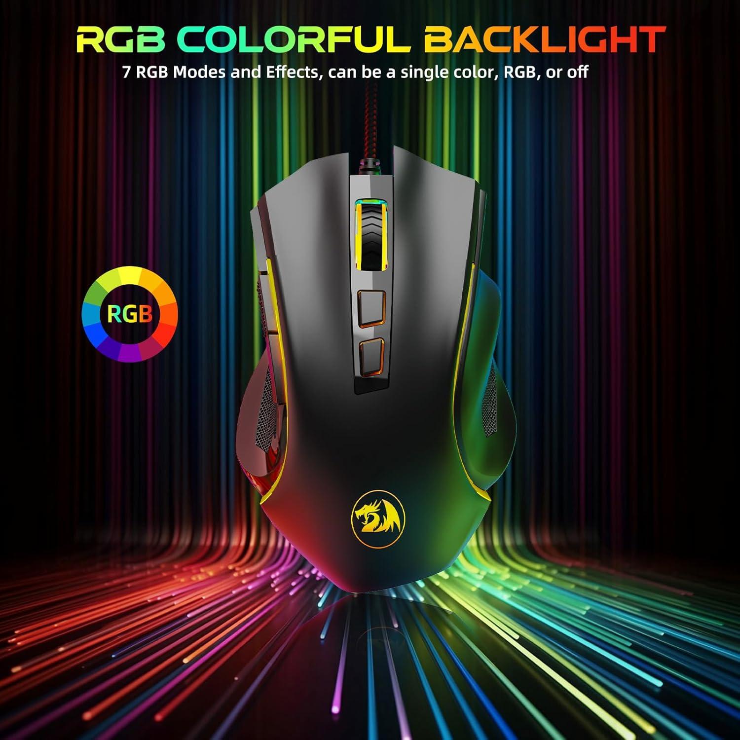 Ratón Gaming Redragon M602 RGB Ergonómico 7200 DPI Negro