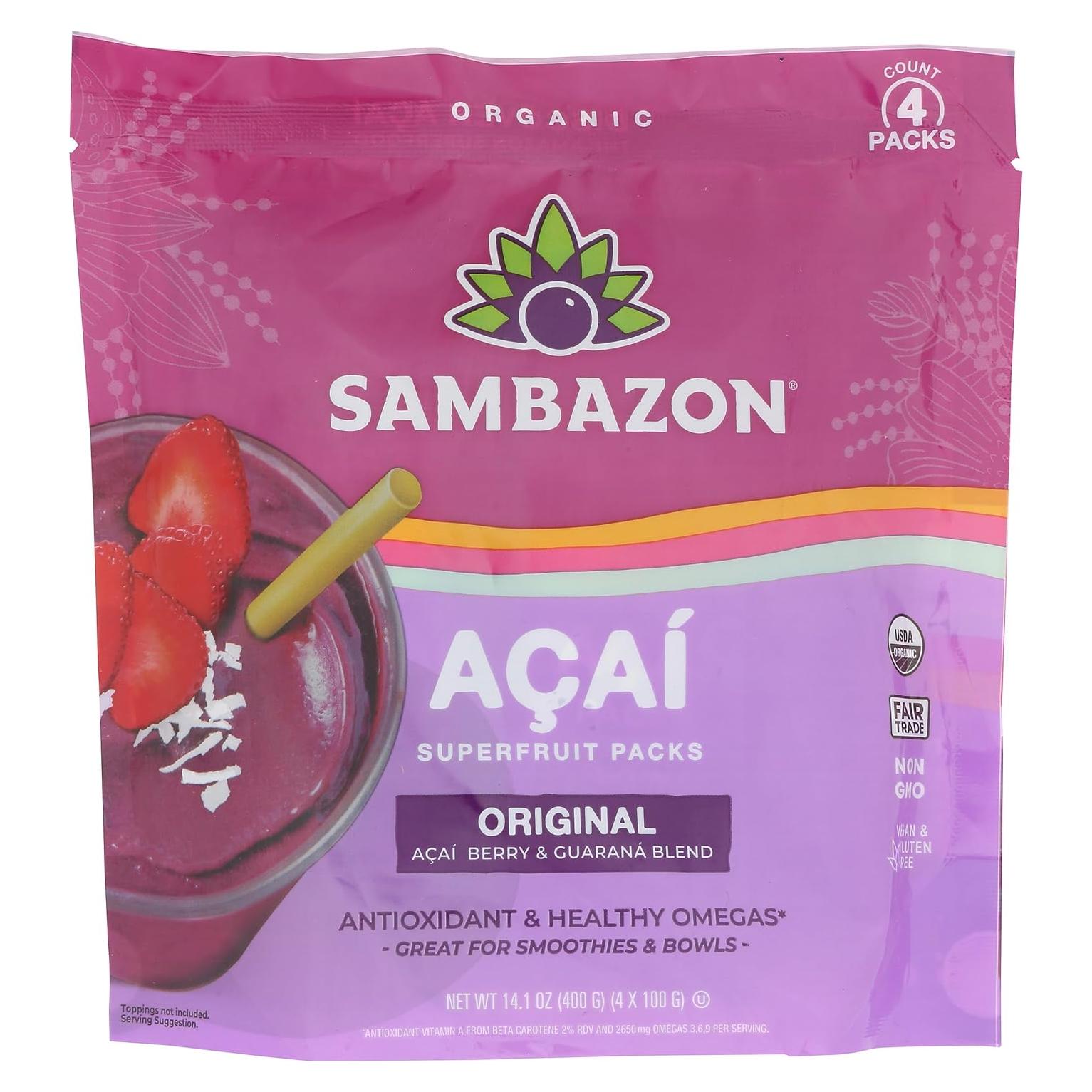 Paquete de Superfrutas Açaí y Guaraná Sambazon 400g