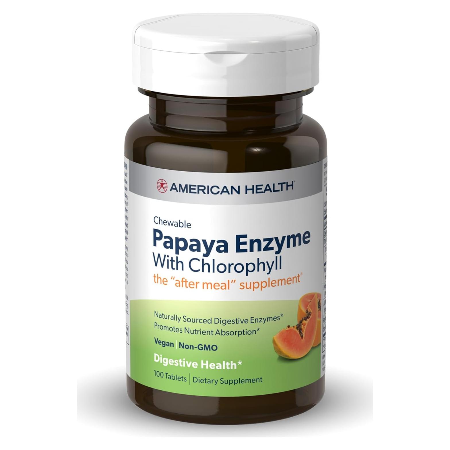 Enzima de Papaya Masticable con Clorofila American Health 100 Unidades