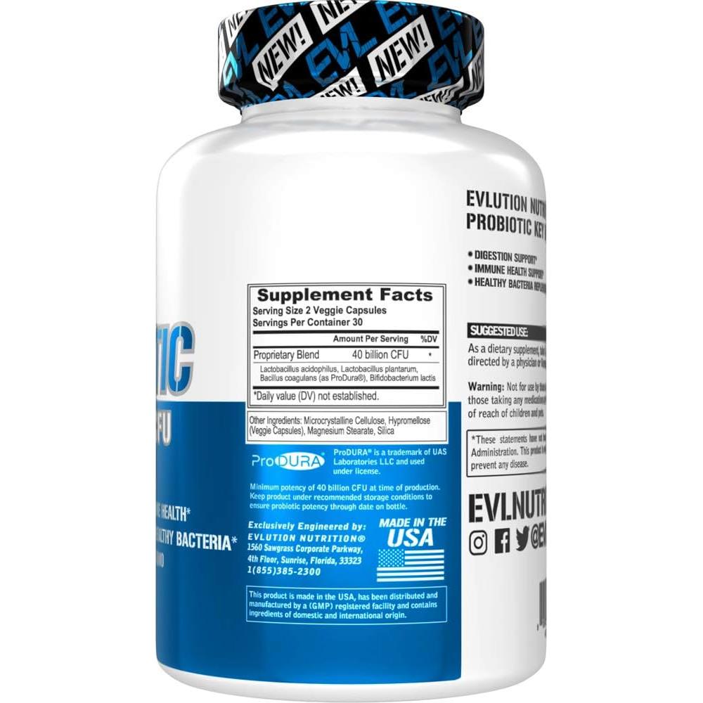 Probiotico Evlution Nutrition 40 Mil Millones CFU 60 Cápsulas