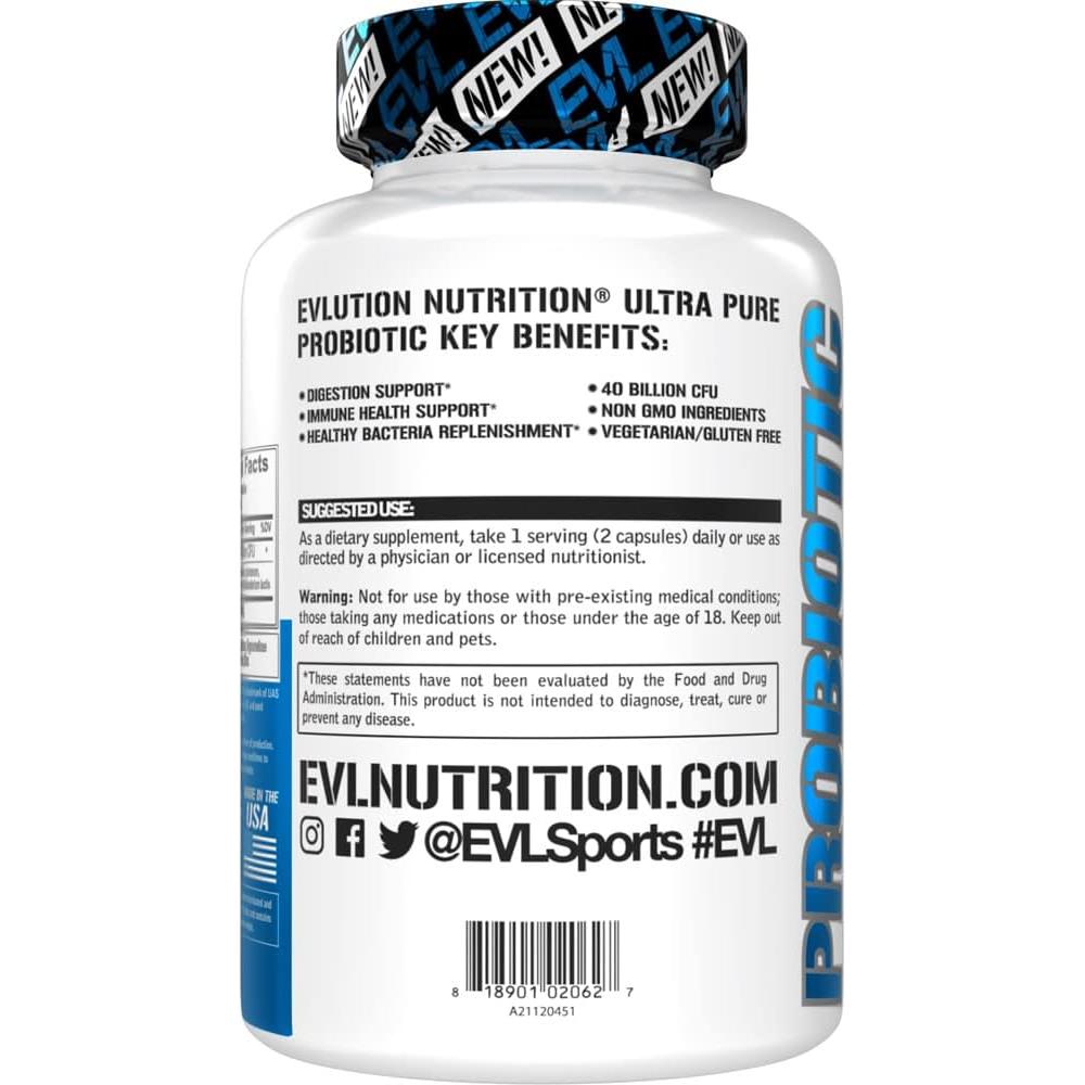 Probiotico Evlution Nutrition 40 Mil Millones CFU 60 Cápsulas