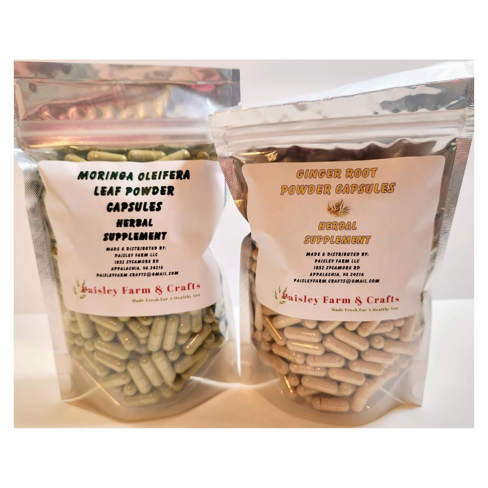 Cápsulas de Jengibre y Moringa Paisley - 300 Unidades