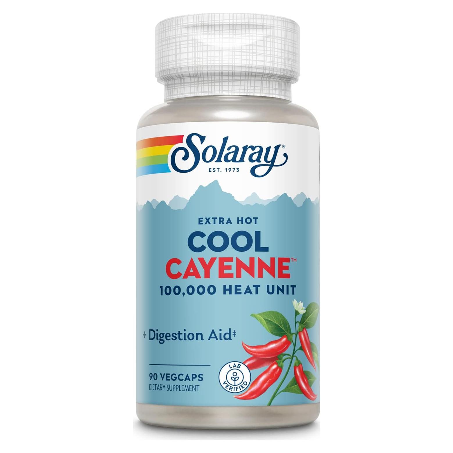 Cápsulas de Cayena Solaray 100,000 HU - 45 VegCaps