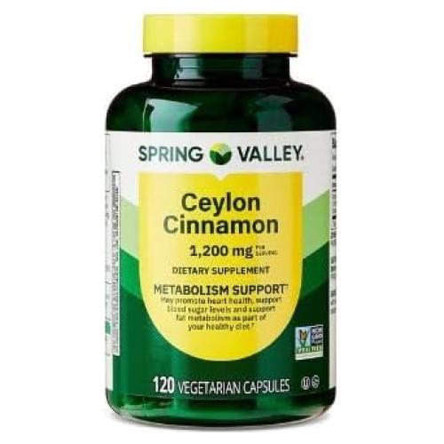 Suplemento Metabolismo Canela de Ceilán Spring Valley 120 Cápsulas