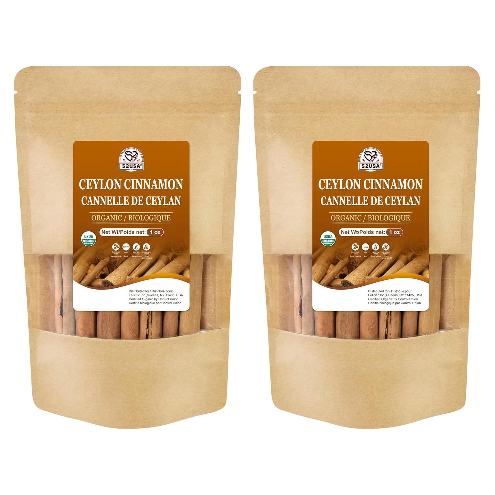 Canela de Ceilán Orgánica 52USA en Palitos 56.7g Vegana