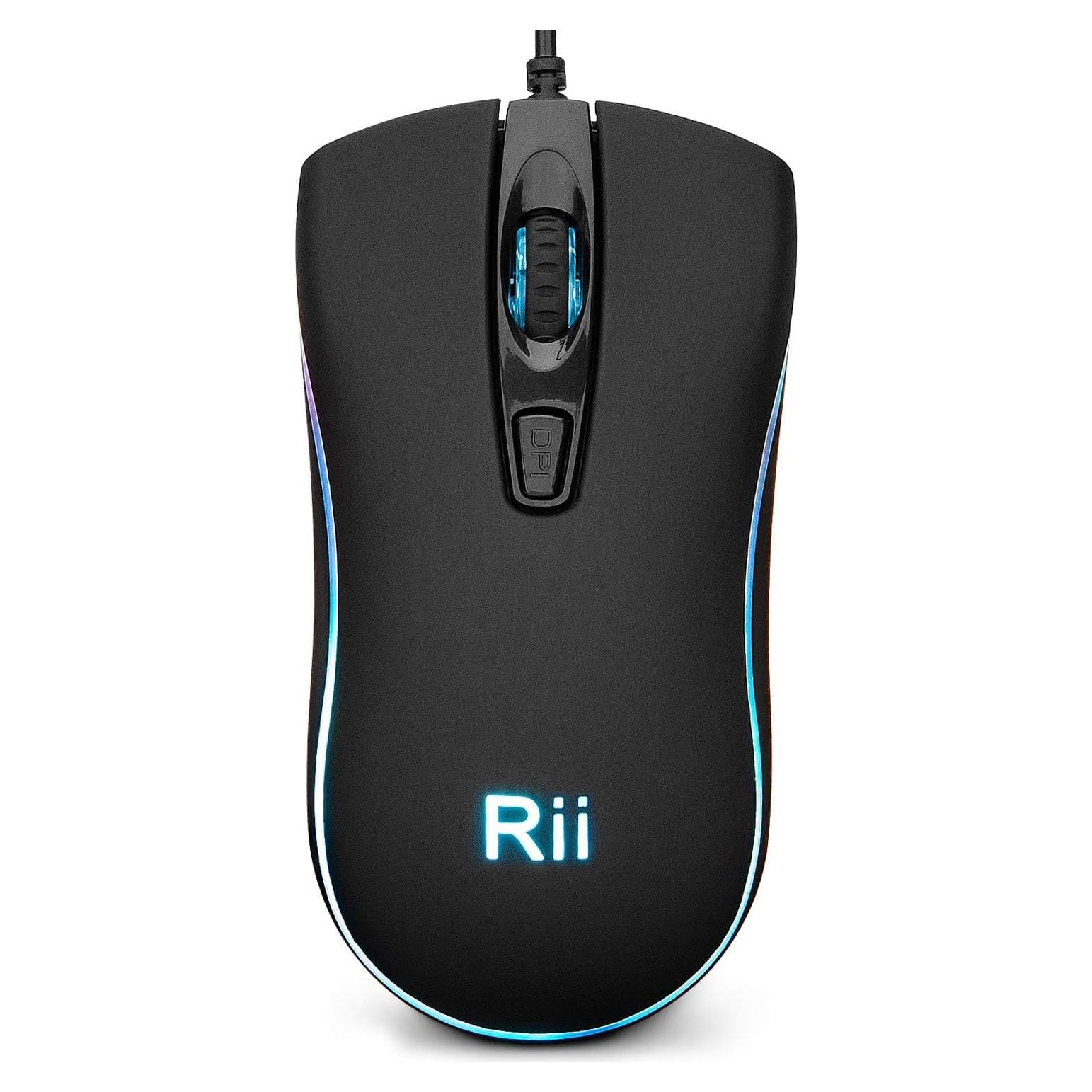 Rii RM105 Wired Mouse,Computer Mouse with Colorful RGB Backlight,Comfortable Grip Ergonomic Optical,USB Wired Mice Support Windows PC, Laptop,Desktop,Notebook,Chromebook