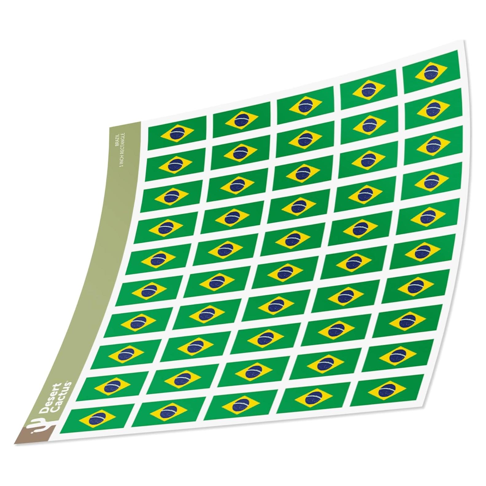 Calcomanías de Bandera de Brasil Desert Cactus - 50 Piezas