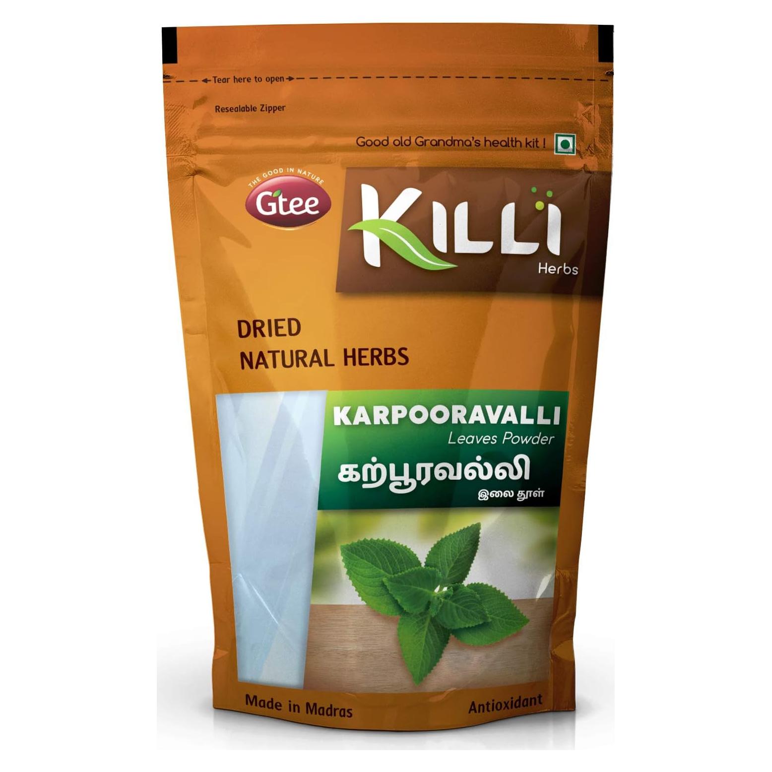 Polvo de Hojas de Karpooravalli KILLI 100g - Antioxidante Natural