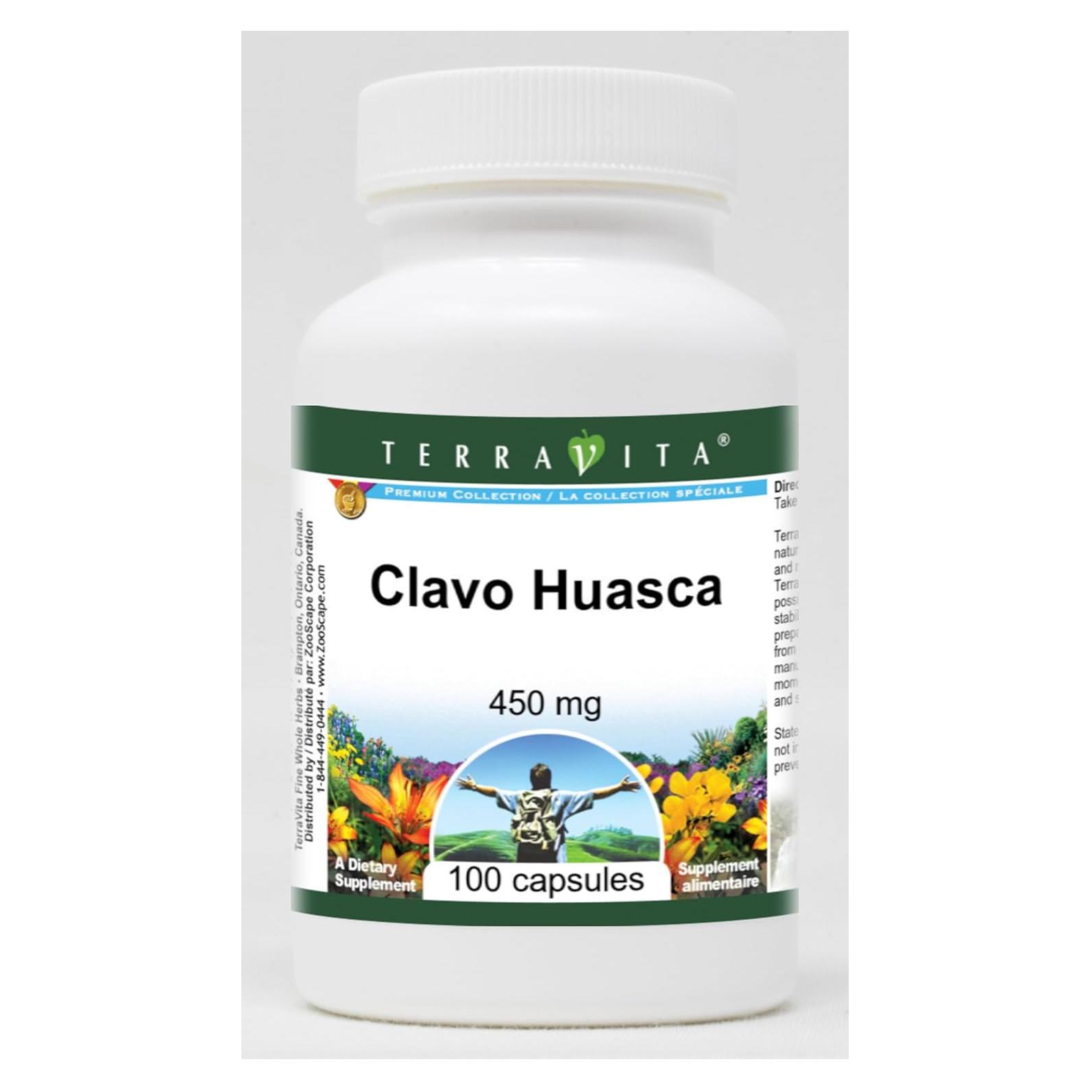 Clavo Huasca 450 mg TerraVita 100 Cápsulas Sin Rellenos