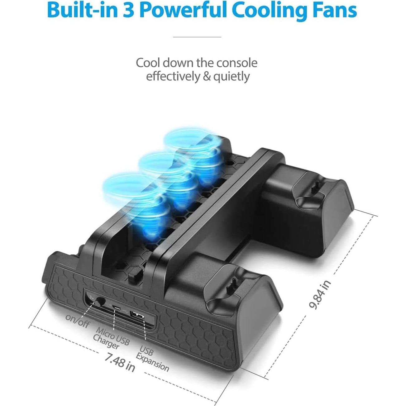 Soporte Vertical URWOOW para PS4 con Ventilador y Cargador