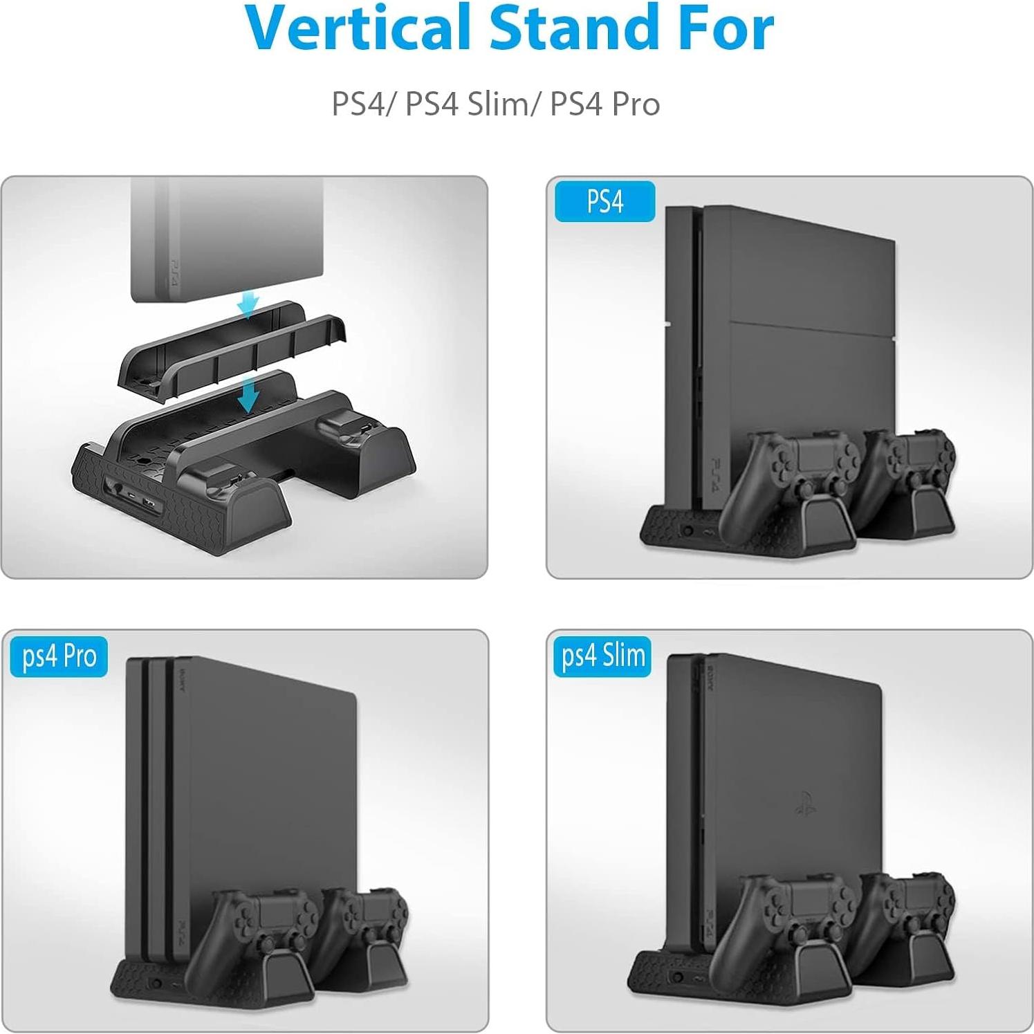 Soporte Vertical URWOOW para PS4 con Ventilador y Cargador