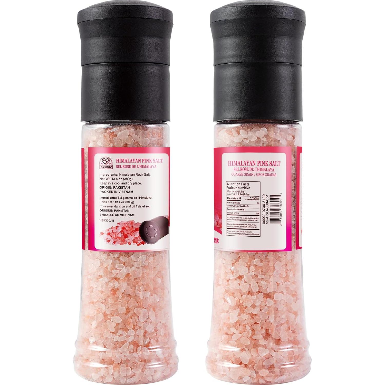 Juego de Molinillos de Sal Rosa del Himalaya 52USA 380g Ajustable